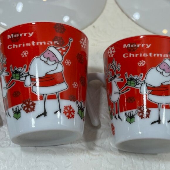 VTG 90's 2 Pc Set Christmas Porcelain Expresso Mini Cup/Saucer Santa & Reindeer - Picture 14 of 16